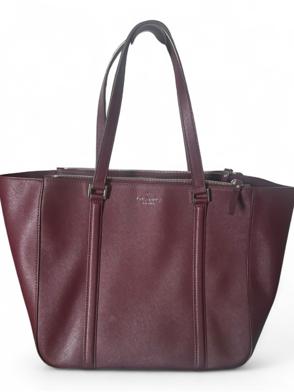 kate spade Wine Leather Tote with Double Handles